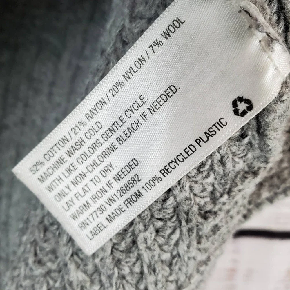 Toms Gray Ribbed Knit Gray Sweater Size XS Cotton Wool Blend Gorpcore Pullover